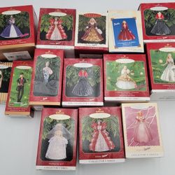  Large Lot of 14 HALLMARK Keepsake Ornaments BARBIE Collection 