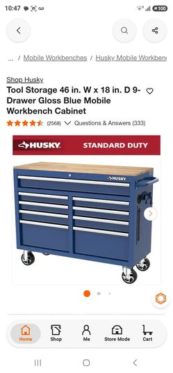Husky 46 in. 9-Drawer Mobile Workbench Cabinet