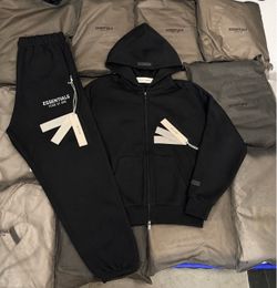 🔥 FOG Essentials Season 24 Zip Up Hoodie & Cuffed Sweats – Jet Black | Sizes S & XL | Brand New