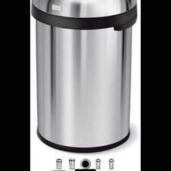 simplehuman 115 Liter / 30 Gallon Bullet Open Top Trash Can Commercial Grade Heavy Gauge, Brushed Stainless Steel
