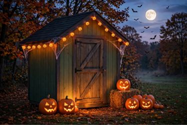 🎃 6x10 Cottage Shed – Green, Single Door