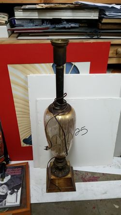 Vintage lamp with flowers see through 32"