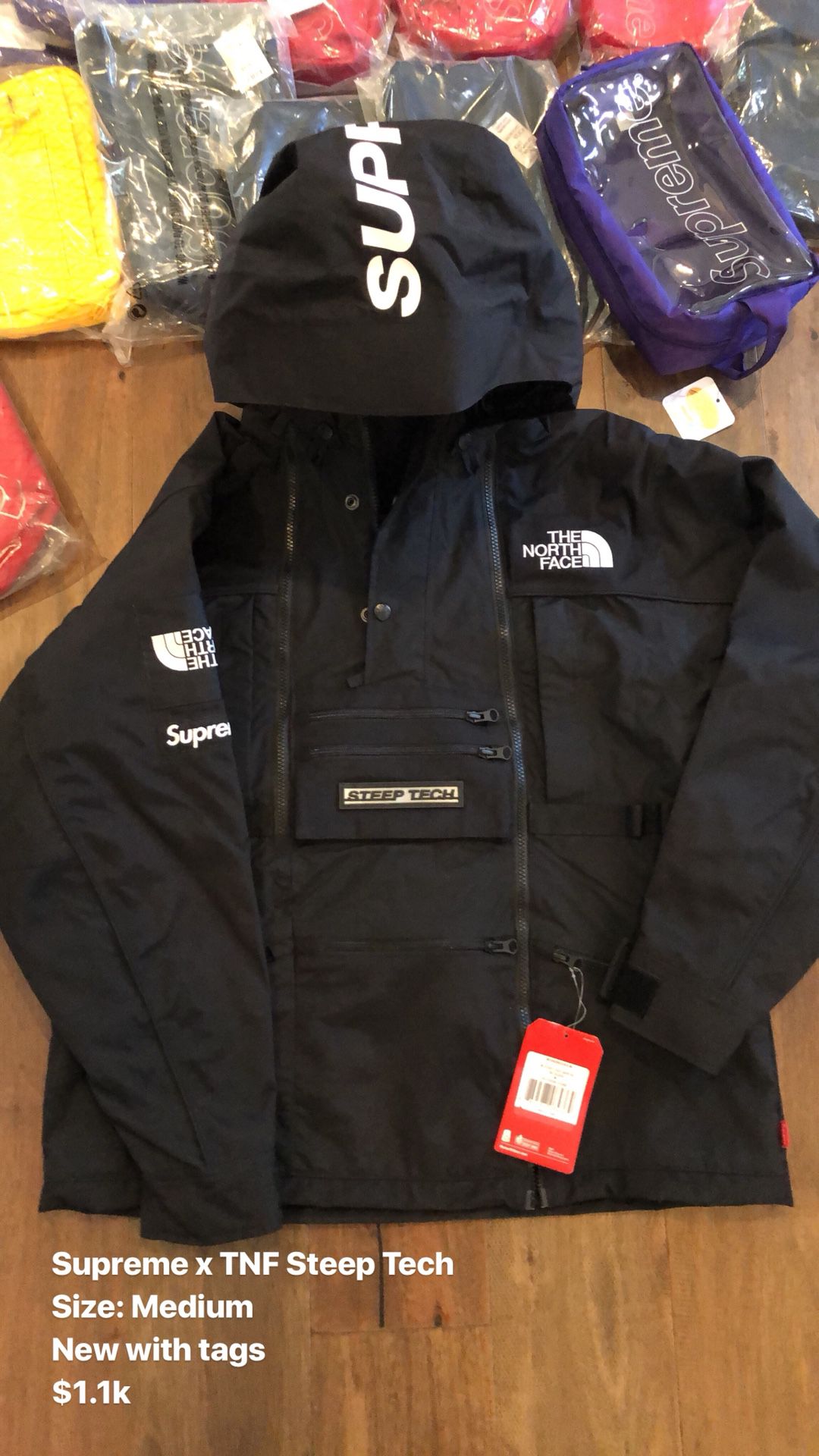 Supreme x The North Face Steep Tech Jacket Black BOGO Box Logo Sz L SS16
