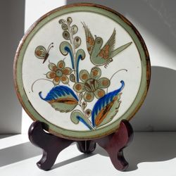 Rare Vintage Ken Edwards Pottery Bird Butterfly Flowers  Pottery Trivet/ Kitchen/ House decor