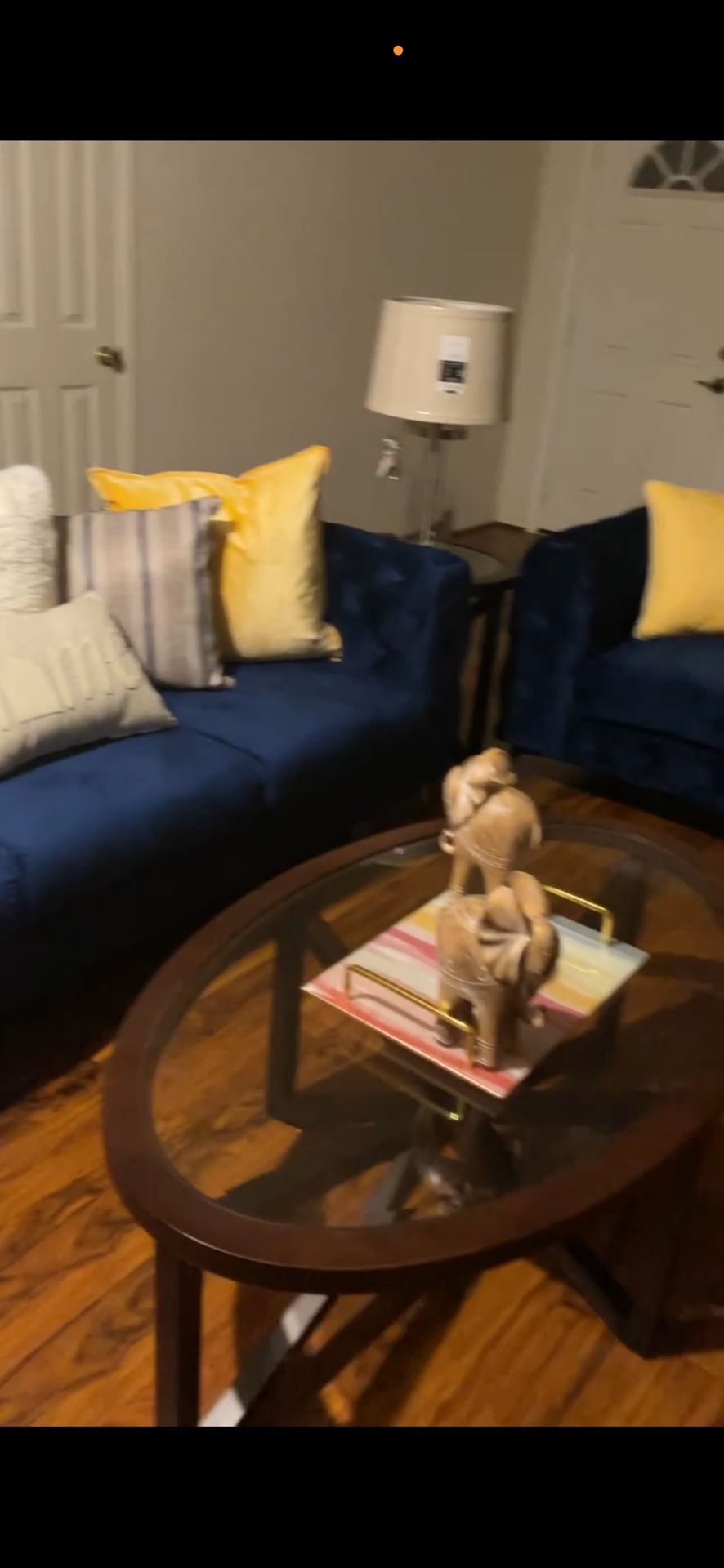 Blue 3 piece couch set with tables