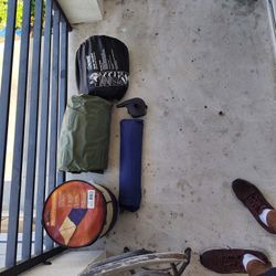 Camping Lot 2 Inflatable Queen Size Mattress 1 Single Sleeping Bag And 1 Single Person Tent 