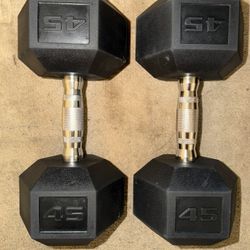 Two 45lb Dumbbells 