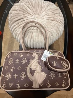 BP Monogram Satchel Handbag with Wristlet