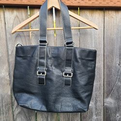 Kenneth Cole Genuine Leather Black Tote Shoulder Bag 17'in Long