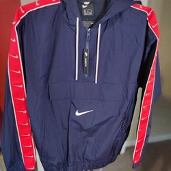 Nike Sportswear Big Swoosh Pullover Jacket NAVY RED CD0419-451 Men's Medium NWT