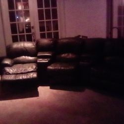 Black Leather Lux Movie Theater Recliner