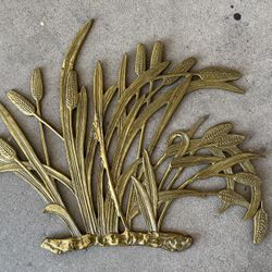 Vintage Wheat Grass Brass Wall Hanging