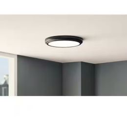 Commercial Electric 13 in. White Round LED Flush Mount with Night Light and Interchangeable Black Trim 1500 Lumens Adjustable CCT Dimmable=X4-232
