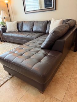 Beautiful 2-Piece Top Grain Leather Sectional Sofa