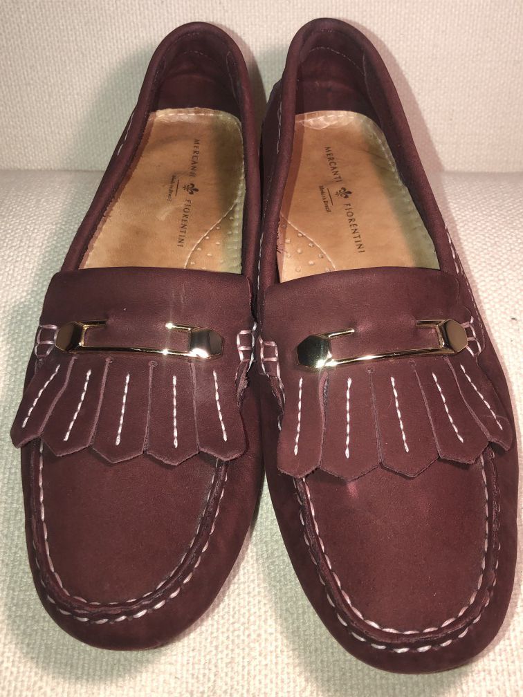 Mercanti Fiorentini Suede Loafers Gold Accents