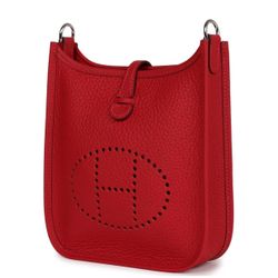 Hermés Red Leather Crossbody Handbag