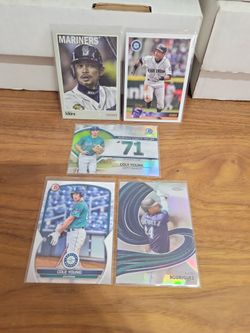 Seattle Mariners Cole young RCs and bowman chrome prospect Refractor,   ichiro and julio rodriguez