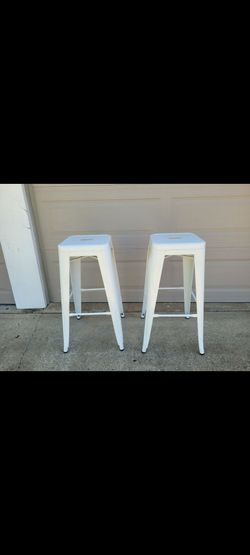 30" high backless metal indoor-outdoor  barstools with square seats