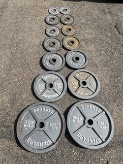 Standard Barbell Cast Iron Weight Plate Set - 255 lbs Total