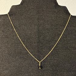 18k Gold Chain Black Onyx Necklace 18 Inch 
