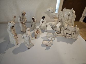 Large Handcrafted Nativity Pottery Set