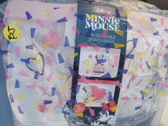 Minnie mouse magnetic bag clips and reusable snack bags