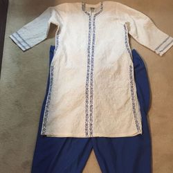 Two piece cotton hand embroidered outfit