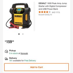 Dewalt 1600 Peak Amp Jump Starter