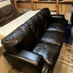 Black Faux Leather Couch Excellent Condition 