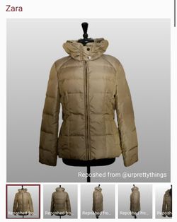 Womens Down Puffer Coat Gold