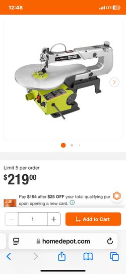 Ryobi 16 in variable speed scroll saw