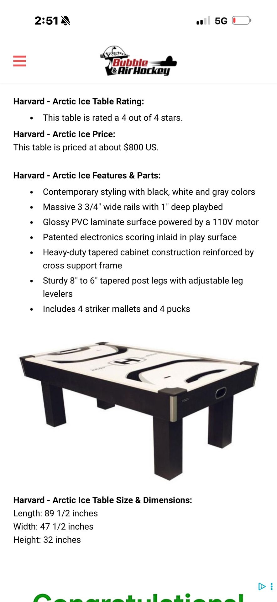 Harvard Air Hockey And Ping Pong Table