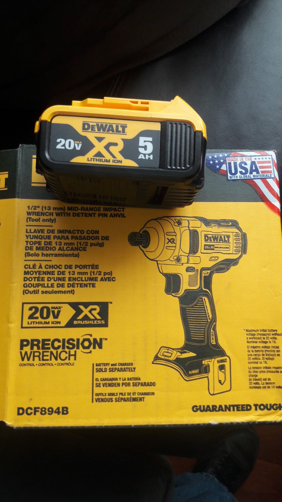 New Dewalt 1/2 inch wrench impact weather 5.0 battery
