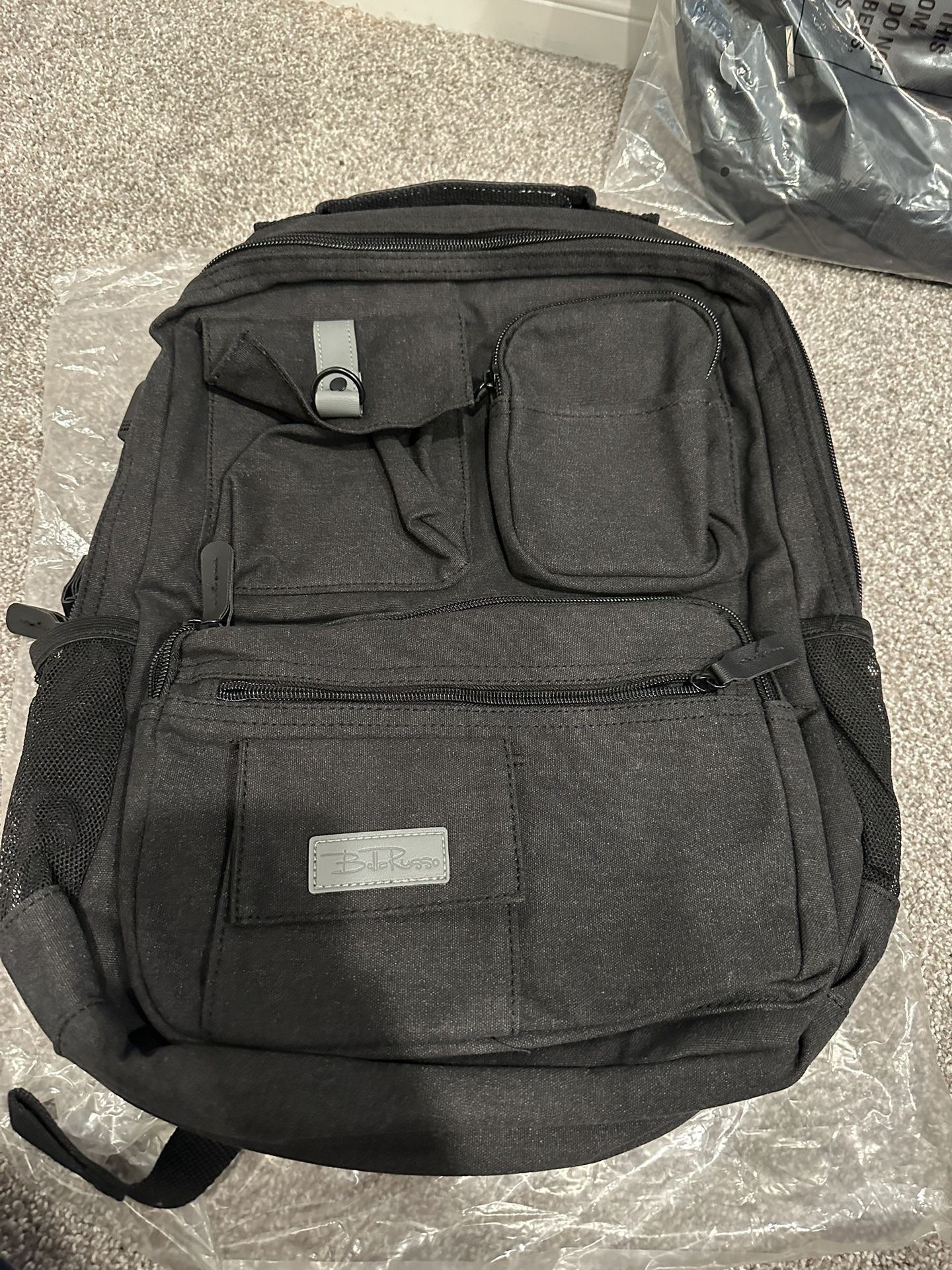 Bella Russo Black Canvas Backpack Laptop 17”