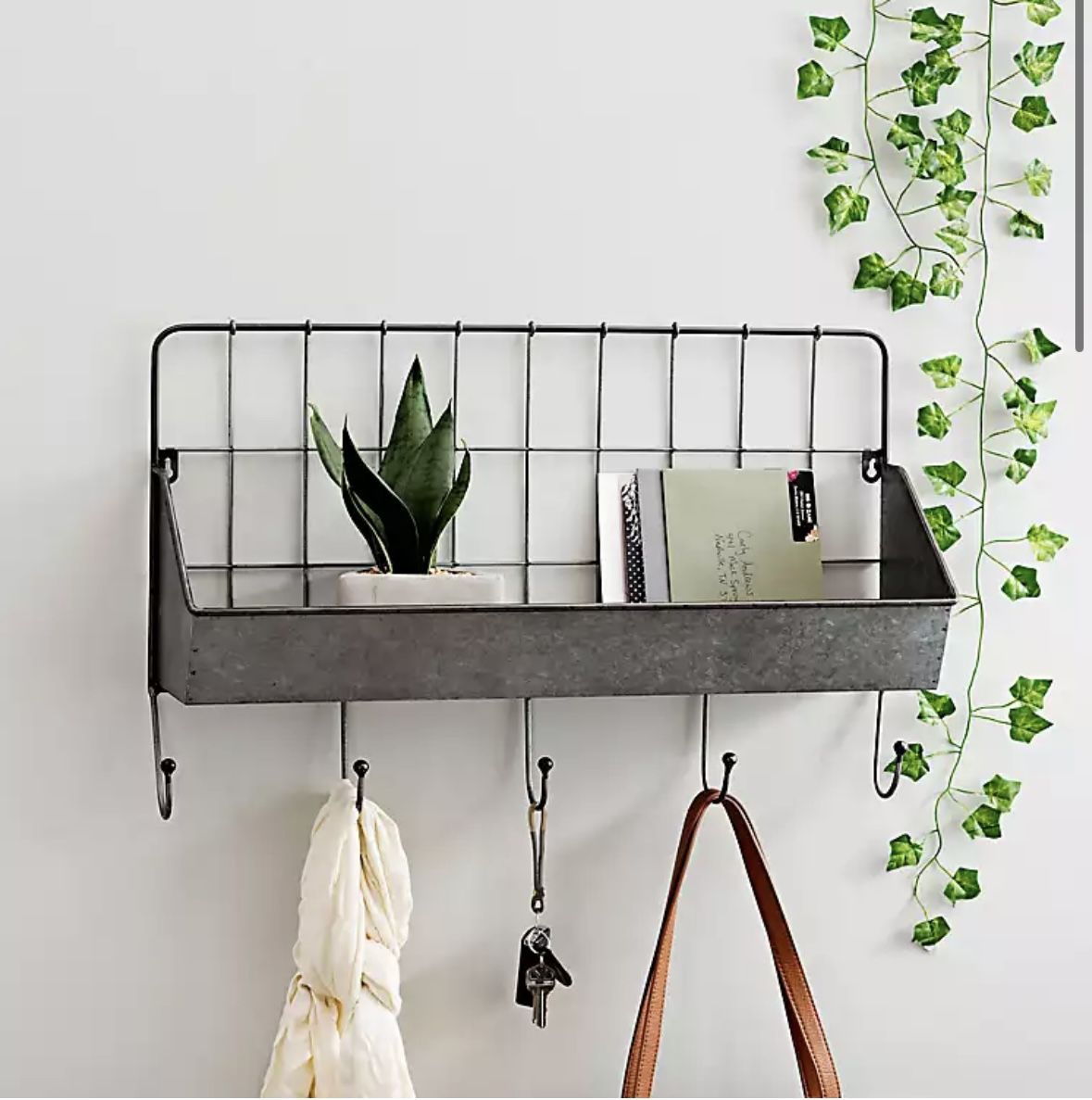Kirklands Galvanized Shelf With Hooks