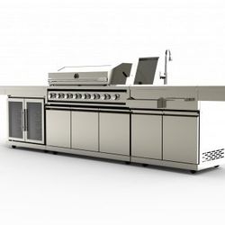 Stainless Steel Outdoor BBQ Kitchen Island Grill w/ Sink + Double Wine Cooler Combo