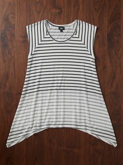 Mossimo XXL Asymmetrical Tunic With Shades Of Grey Horizontal Stripes