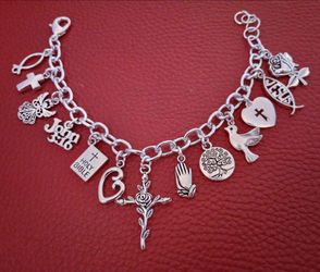 Silver-Tone Christian Charm Bracelet