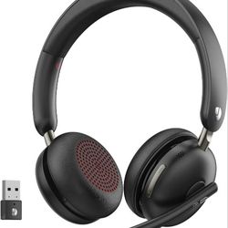 Bluetooth 5.3 Headset, Wireless Headset with Mic for Work (AI Noise Cancelling), Wireless Headphones with Mic & USB Dongle, 65H & Mute Function, Fit f