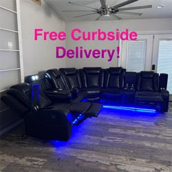 Free Curbside Delivery! Fully Loaded Electric Sectional Couch With Reading Light, Wireless Charging, And LED Lights