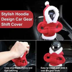 Car Shift Knob Cover Set Hoodie Gear Handle Mini Sweatshirt Christmas Gift Shift Lever Kit Decoration