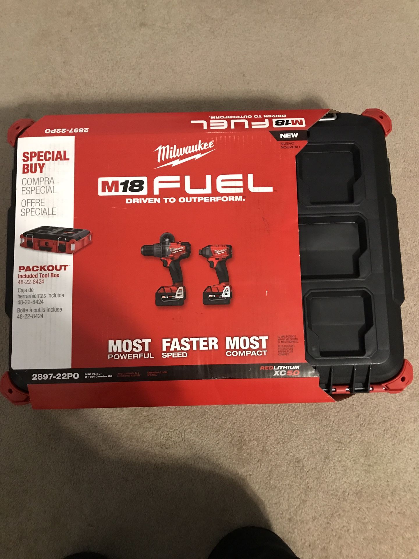 Milwaukee M-18 Fuel 2-Tool Combo Kit with Special Packout ToolBox $250