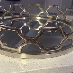 21” Round Mirrored Decorative Tray