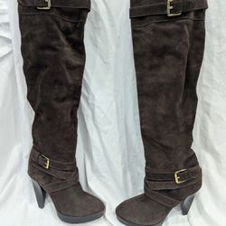 Michael Kors Brown Suede Over The Knee Boots Size 