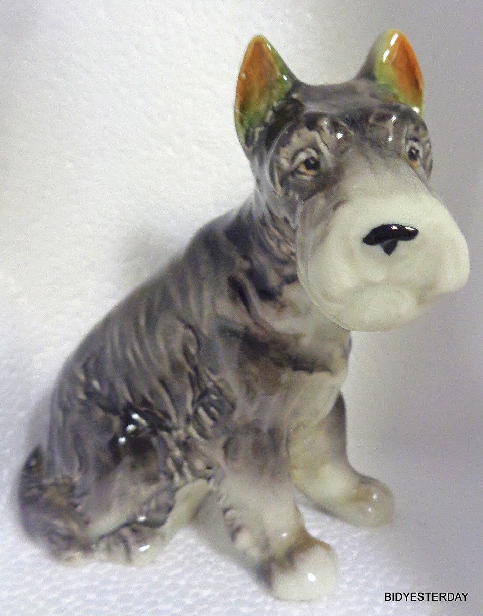 Vintage gray unmarked schnauzer dog figurine