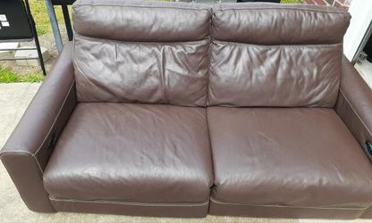Ethan Allen Brown Leather Dual Power Recliner