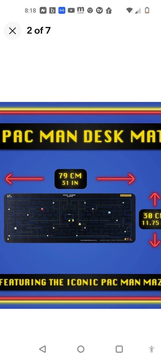 Pac-Man Mouse Pad 31 By 11 In