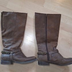 Women's Size 9 Brown Leather Boots Lane Bryant 
