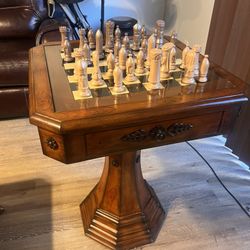 Chess Table With Chess Pieces 