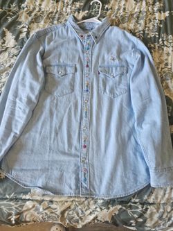 Levi's Light Wash Denim Shirt with Floral Embroidery